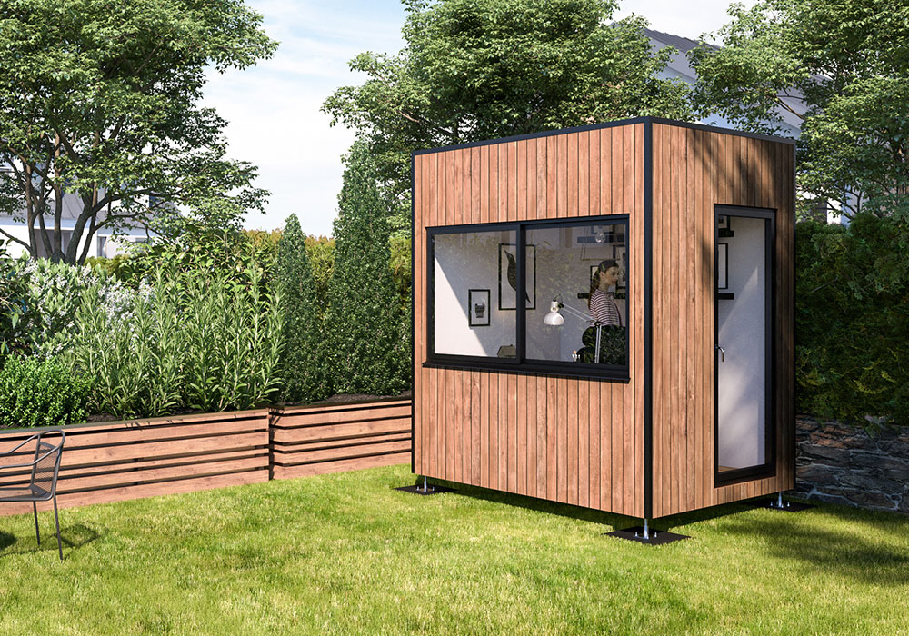 Bureau de jardin en kit moins de 20m2 avec auvent terrasse